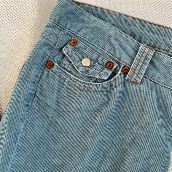 Y2K Bluenotes Pants Blue Corduroy Flare Size 9 Low Rise Grunge Punk Rave - Picture 6 of 9